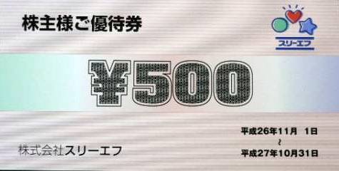 スリーエフ株主優待券