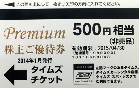 タイムズチケット（300円×60枚＝18,000円分）