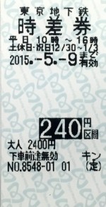 東京メトロ 時差回数券 240円区間