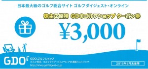 GDOゴルフショップ クーポン券 3,000円券