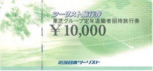 近畿日本ツーリスト旅行券（東芝グループ定年退職者招待旅行券)  1万円券