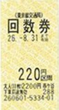 都営地下鉄回数券 220円区間