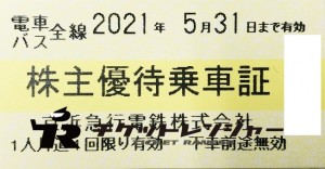 京浜急行(京急)株主優待乗車証(切符タイプ) 2021年5月31日期限