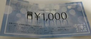キラリトギンザ商品券 1,000円券