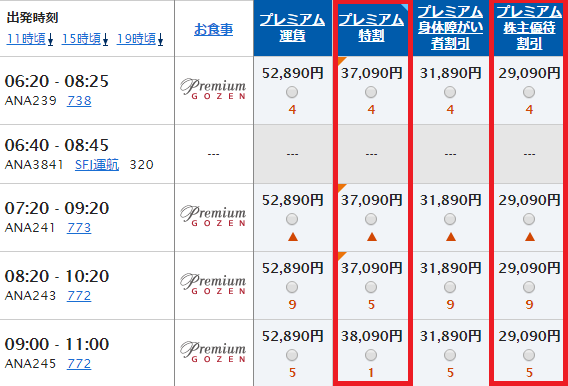 コラム】ANAのファーストクラス（プレミアムクラス）に格安で乗る方法