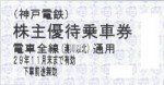神戸電鉄株主優待乗車証(切符タイプ) 2017年11月30日期限