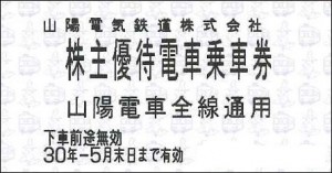 山陽電鉄株主優待乗車証 2018年5月31日期限