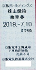 京阪電鉄株主優待乗車券 2019年7月10日期限