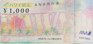 ハワイ限定 ANA旅行券 1,000円券