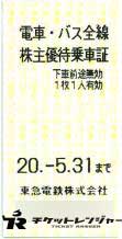 東京急行電鉄(東急)株主乗車証 2020年5月31日期限