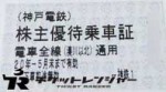 神戸電鉄株主優待乗車証 2020年5月末期限