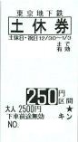 東京メトロ土休回数券 250円区間