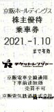京阪電鉄株主優待乗車券(切符タイプ)2021年1月10日期限