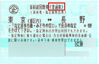 東京長野新幹線回数券