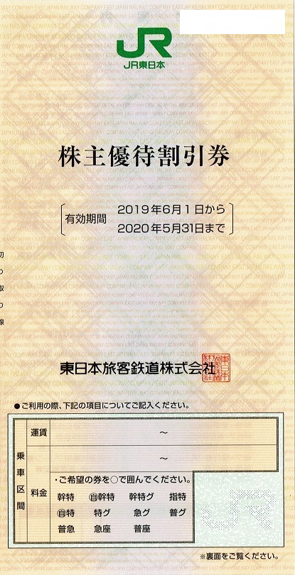 ＪＲ東日本株主優待割引券