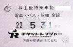 伊豆箱根鉄道株主優待（定期型）電車全線・乗合バス・船舶 2022年5月31日期限