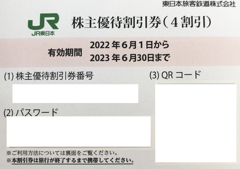 JR東日本株主優待割引券（4割引）9枚と株主サービス券