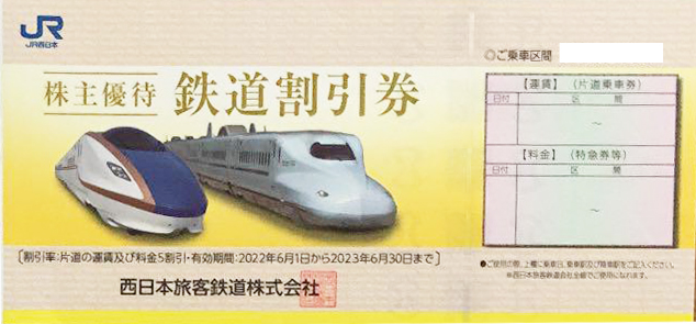 JR西日本株主優待券 ＜2022年6月1日〜2023年6月30日期限＞ | 新幹線