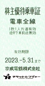 京成電鉄株主優待乗車証（切符タイプ）  2023年5月31日期限