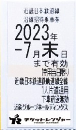 近畿日本鉄道（近鉄）株主優待乗車券（切符タイプ）2023年7月末期限