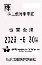 新京成電鉄株主優待（定期型）電車全線 2024年6月30日期限