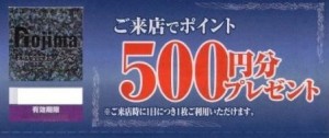 ノジマ（Nojima）ご来店でポイント500円分プレゼント券