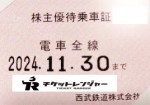 西武鉄道株主優待（定期型）電車全線 2024年11月30日期限
