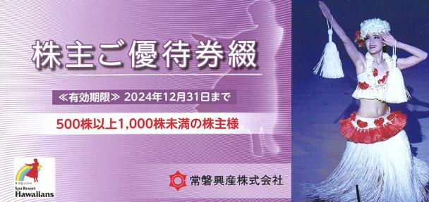 常磐興産　株主優待券　スパリゾートハワイアンズ入場券4