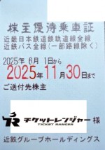 近畿日本鉄道（近鉄）株主優待乗車券（切符タイプ）2025年11月末期限