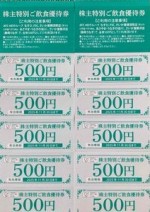 ＡＦＣ-ＨＤアムスライフサイエンス株主ご飲食『割引』券 （500円×10枚）1セット 2025年11月30日期限