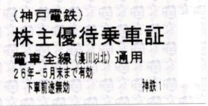 神戸電鉄株主優待乗車証（切符タイプ）2026年5月31日期限