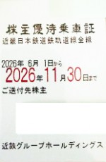 近畿日本鉄道（近鉄）株主優待(定期型）電車全線 2026年11月30日期限