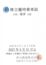 秩父鉄道 株主優待(定期型)電車全線 2027年5月31日期限