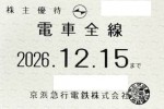 京浜急行(京急)株主優待(定期型)電車全線 2026年12月15日期限